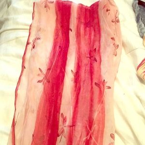 Silk floral pink scarf